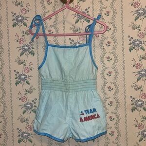 Vintage 70s Kids Sky Blue America Romper